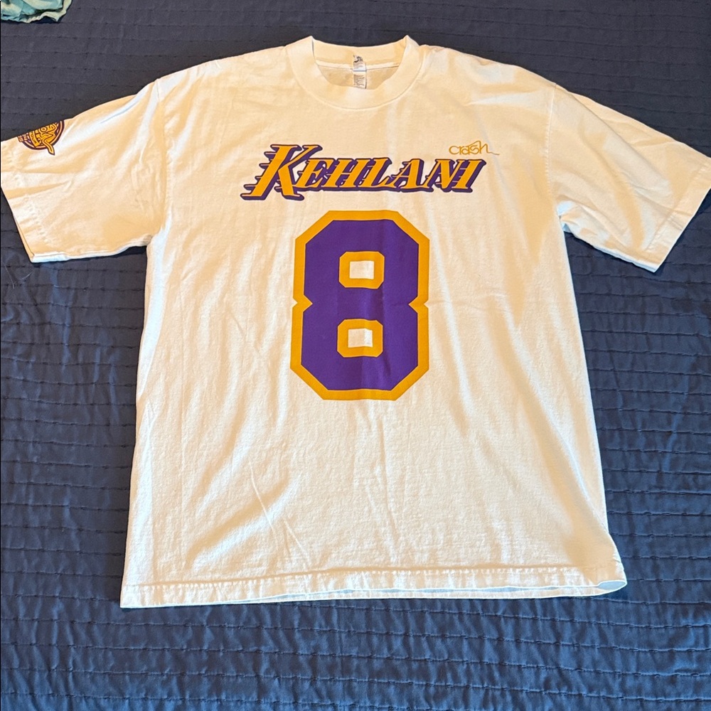 Ash White Tee with Purple and Gold Graphic